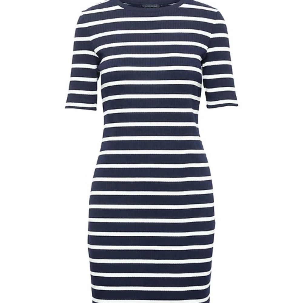 NWT Banana Republic Stripe Ribbed T-Shirt Dress, M - Picture 3 of 3
